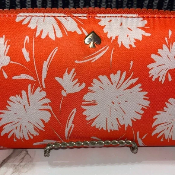 Kate Spade Orange Jae Wild Blossom Multi Large Continental Zip Around Wallet - Picture 3 of 16
